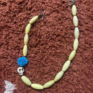 Yellow and Blue Beaded Choker